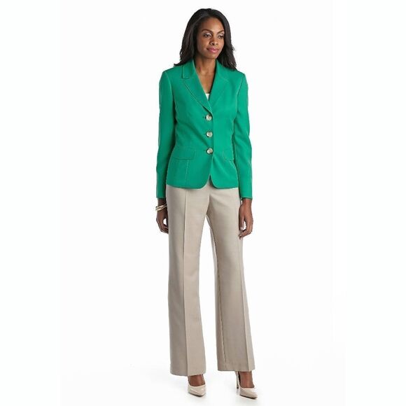 New! LE SUIT Women's Colorblock 2-Piece Jacket & Pant Suit Pantsuit Size 14 - Picture 2 of 5